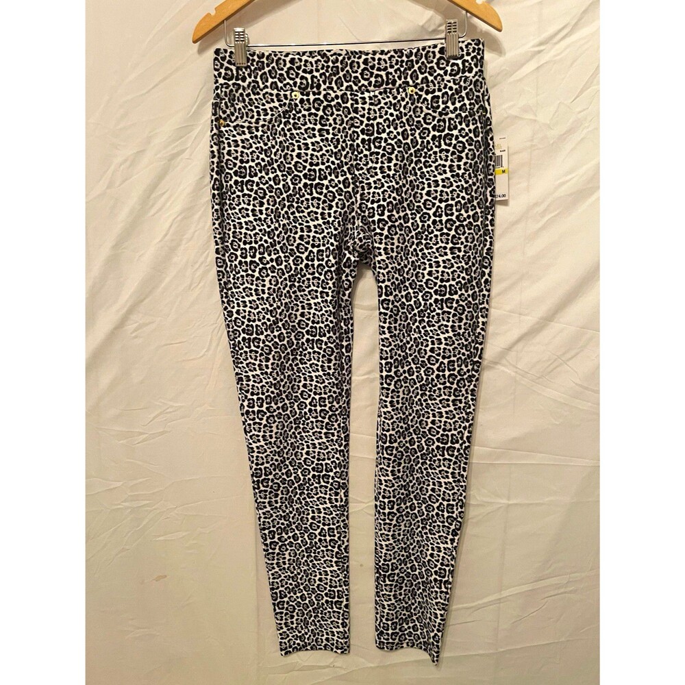Michael Michael Kors Women’s Animal Print Flat Front Pants Black White Logo
